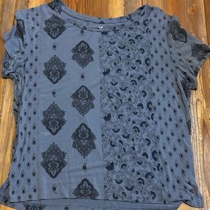 American Eagle Outfitters Soft & Sexy Blue Patterned Short Sleeve Tee